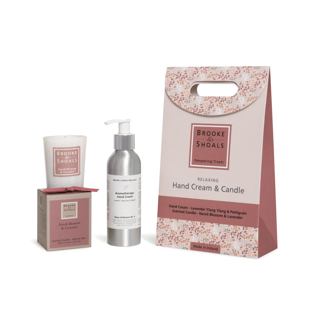 Hand cream and candle pampering gift set