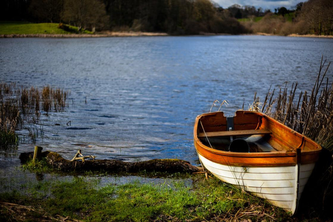 Boat at the Quoile River, Finnebrogue A4 mounted print