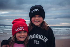 Red beanie hat from Wild Atlantic Surf company