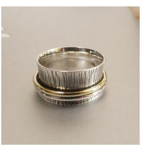 Organic textured sterling silver stress ring size 7