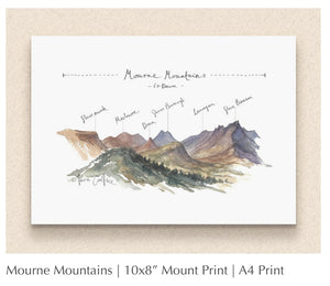 Mourne Mountains Co. Down 10x8 Mounted Print